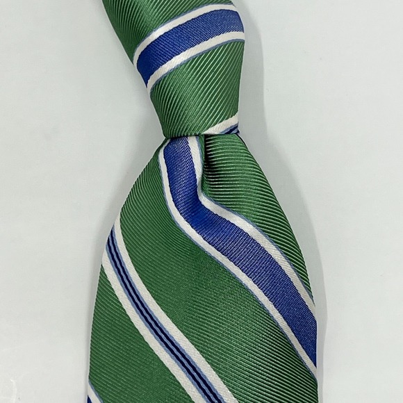 Tommy Hilfiger Other - Tommy Hilfiger Men's 100% Silk Tie Sand Stripe Green/Blue/White Vintage‎ NWT